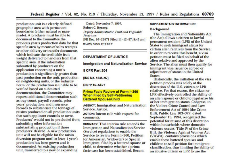 VAWA I360 Petition for Green Card Based on Being Abused Spouse