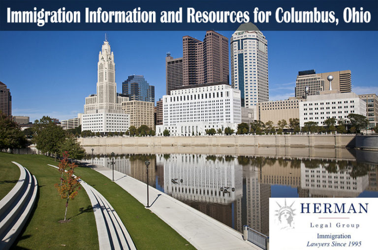 The Columbus, Ohio skyline reflected in the Scioto River.