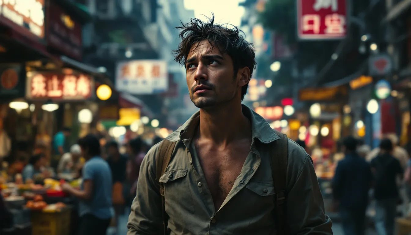 A scene depicting culture shock experienced by a newcomer in a different country.