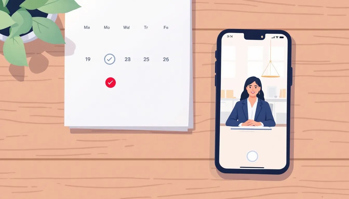A calendar and phone representing scheduling a consultation with an immigration attorney.