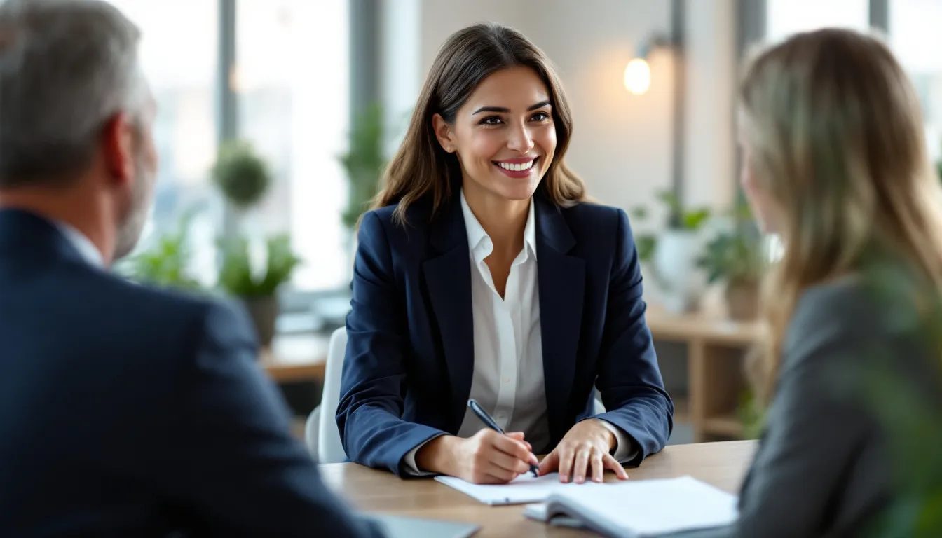 An immigration lawyer discussing free consultations with a client.