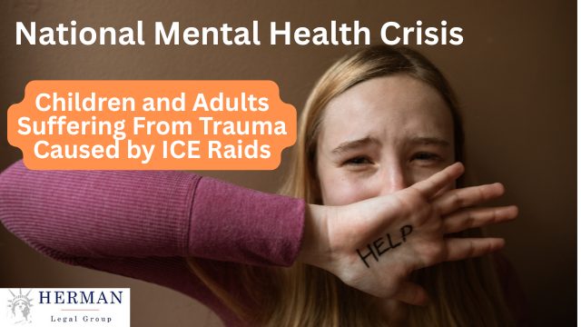 mental health crisis: children and adults suffering PTSD and trauma cased by aggressive military like ICE raids. by richard t. herman