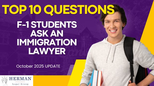 Hero image showing international students discussing F-1 visa questions, symbolizing study and immigration advice by Herman Legal Group.