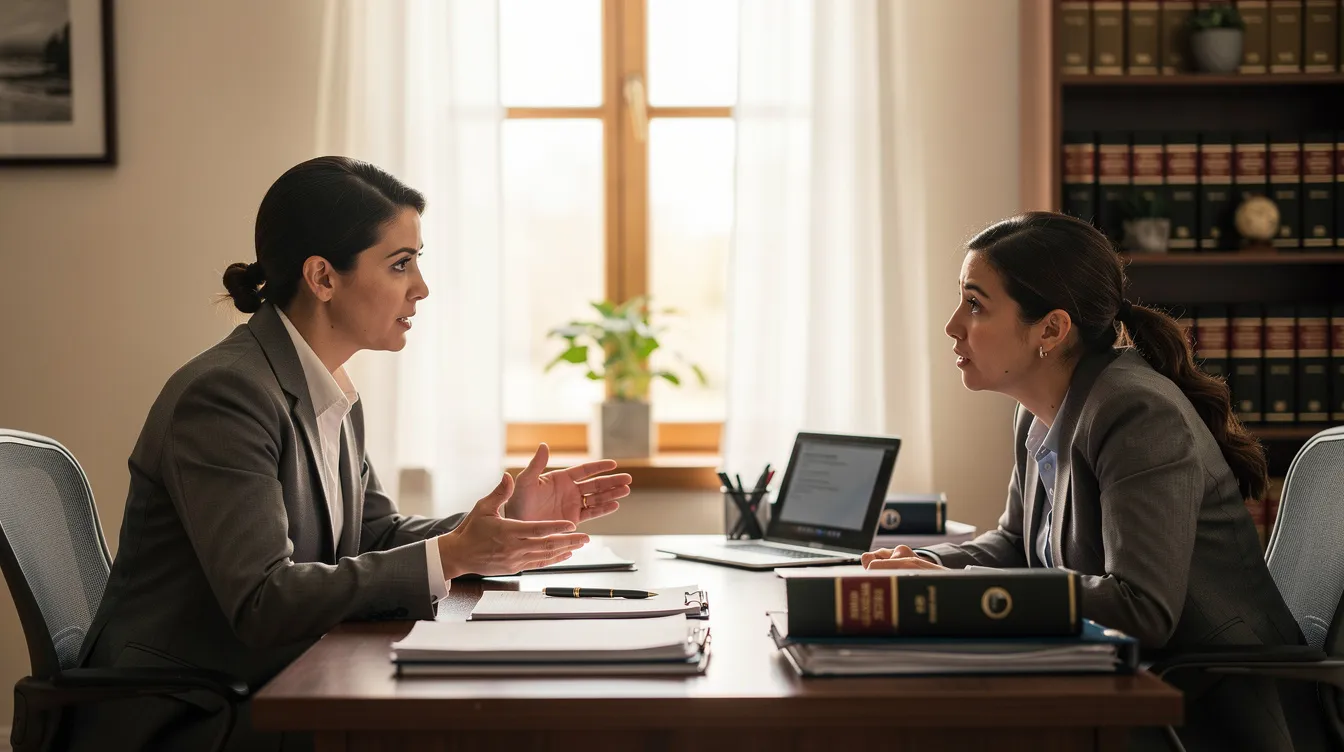 Best Immigration Law Firm: How Herman Legal Group Guides You From Student Visa To Green Card 1 An immigration attorney is seated at a desk in a calm office setting, discussing various visa options, including student visas and nonimmigrant visa categories, with a client. This professional environment reflects a trusted immigration partner dedicated to guiding foreign nationals through the immigration process.